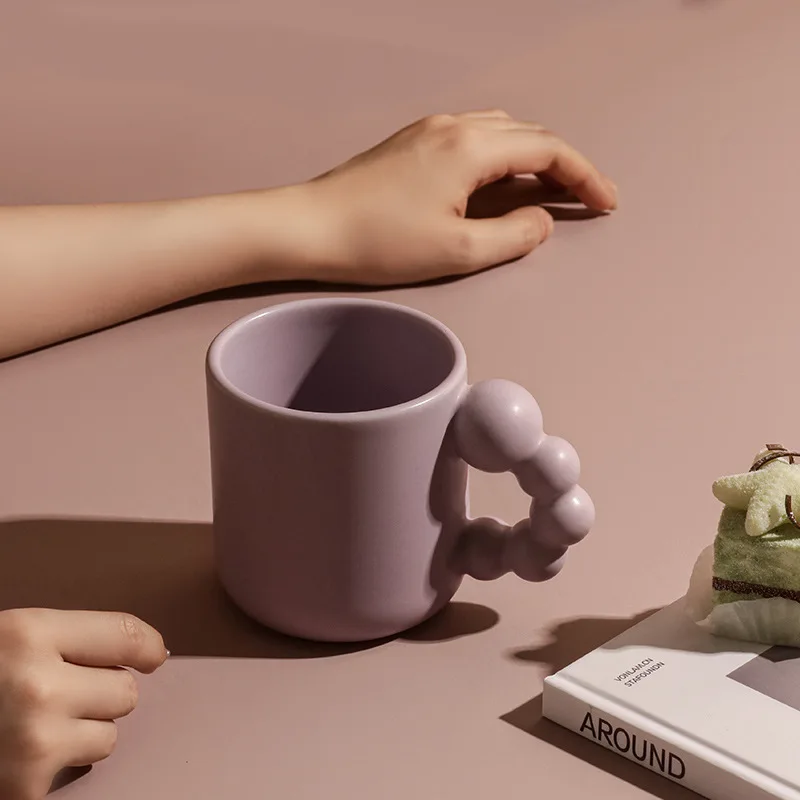 Solhui Creative Art Mugs Novelty Ceramic Coffee Mugs with Large Handle and Tray