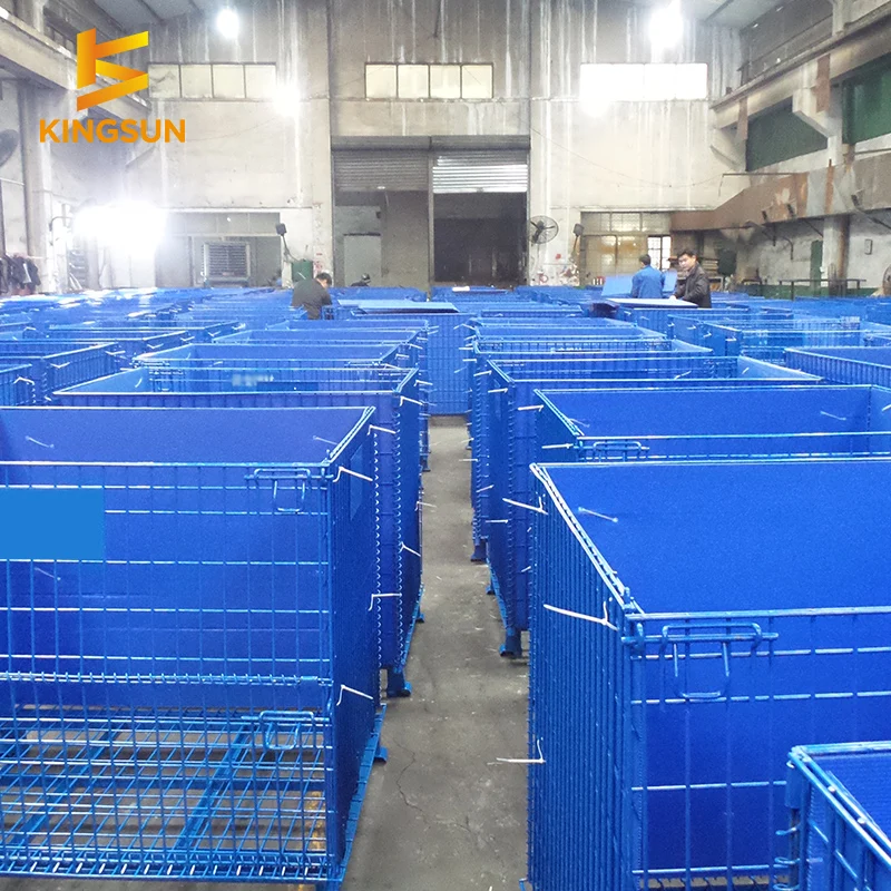Factory Supplying Industrial Transport Storage Equipment folding wire mesh roll container cages trolleys