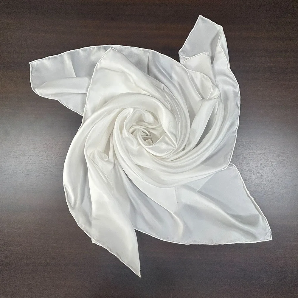 Wholesale Chinese Custom Plain White 8mm Habotai Hand Rolled Lady Pure Silk Scarf for Painting and Dyeing