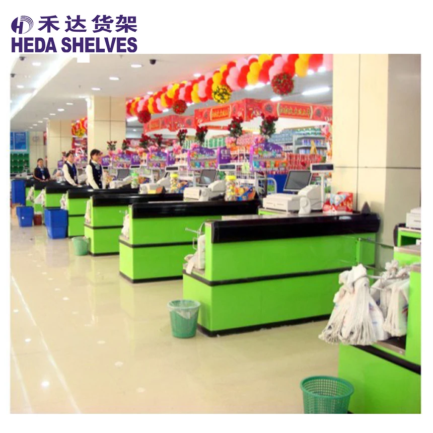 Modern Design Retail Shop Supermarket Wooden Checkout Counters