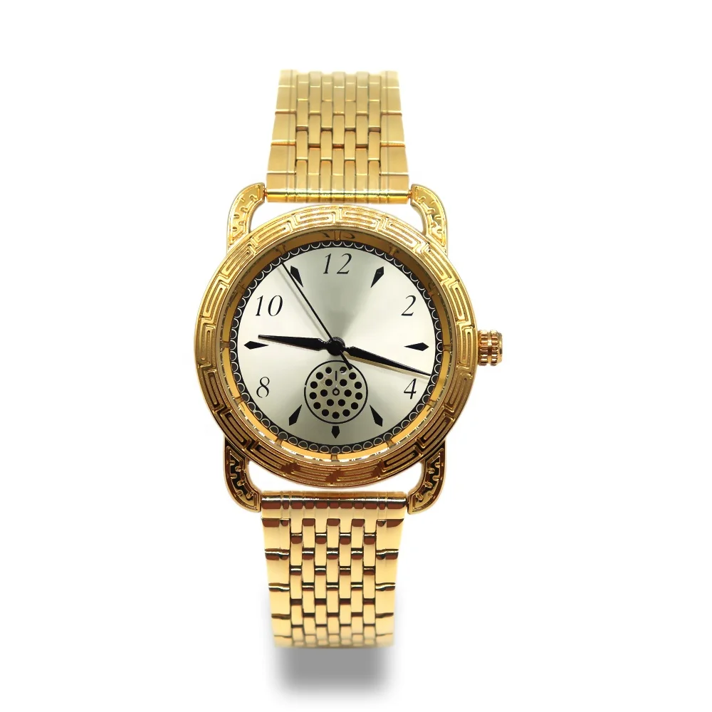 New style golden color wrist watch quartz wholesale luxury fashion alloy watch for men women custom your logo OEM