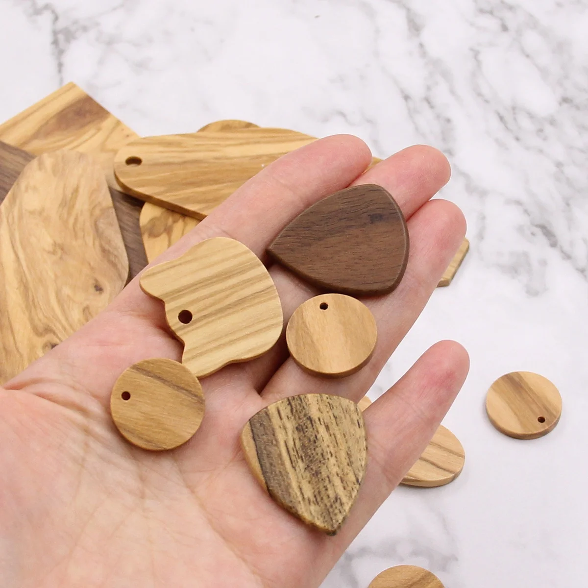 Hardwood Hanging Ornaments Charms for Keychain Necklace Wood Label Tag Pendant Koa Wood Charms