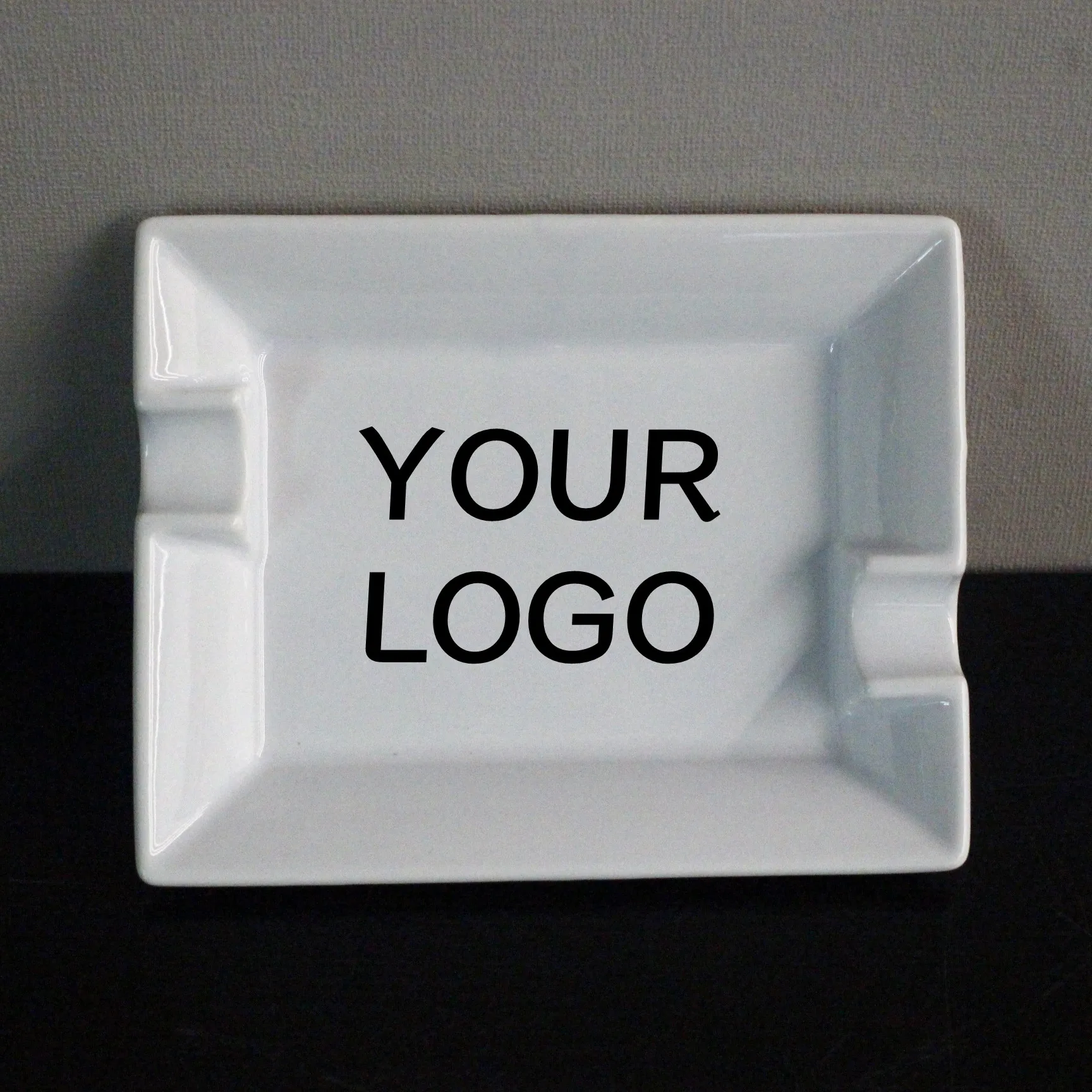 Custom  Ceramic Cigar Ashtray Rectangle Shape Porcelain Ashtray Custom Ceramic Cigar Ashtray Design For Smoking Accessories