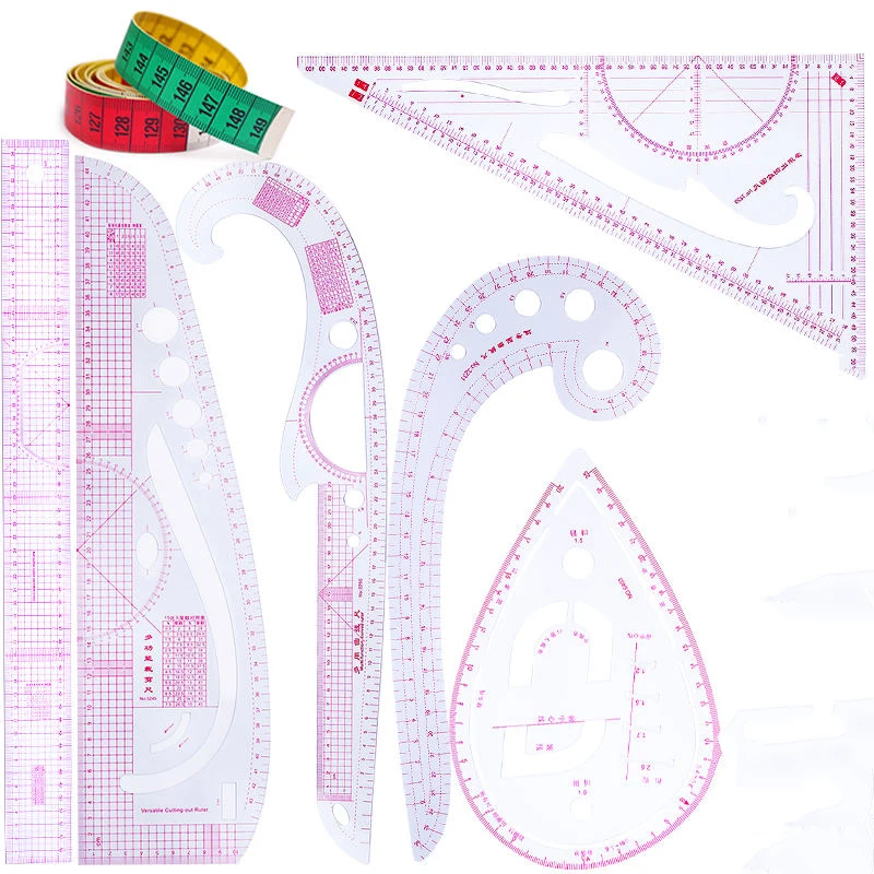 MCZ-61 Wholesale Transparent French Curve Ruler Tailor Curve Ruler Set French Sewing Tailor Curve Ruler