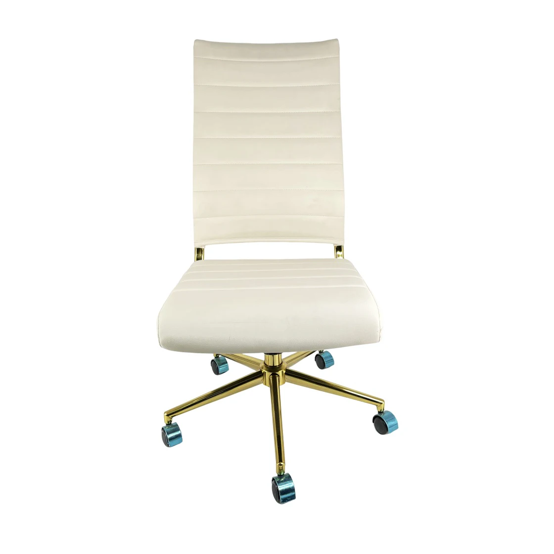 High quality PU leather  high back chair with wheels soft cushion memory foam luxury  gold office chair