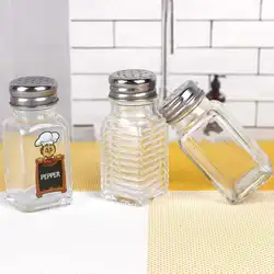 80ml Square Wide Mouth Clear Glass Spice Jar for Salt And Pepper With Shaker Lid