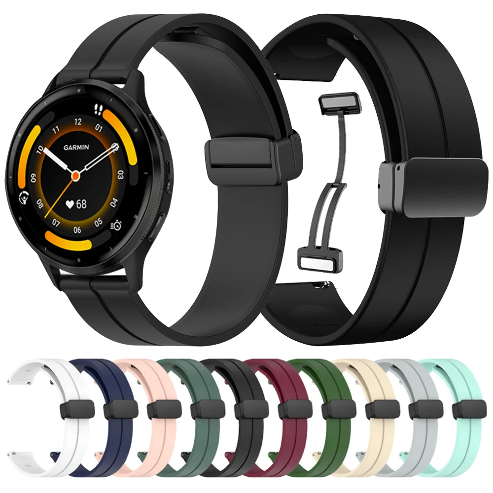 Magnetic Buckle Strap for Garmin Venu 3/Forerunner 255 Music /Vivoactive 4/Vivoactive 3 Wristband Venu 2 Plus Silicone Watchband