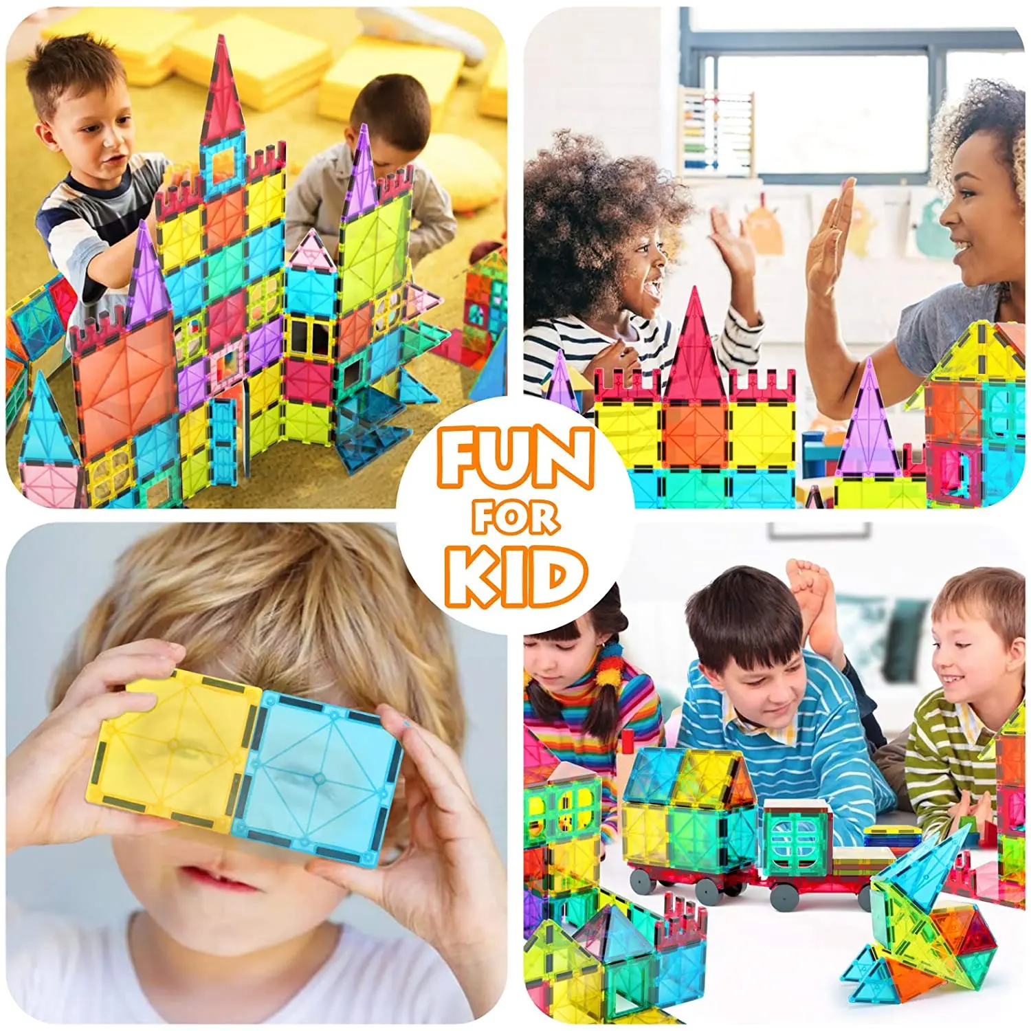 65 PCS Magnetic Tiles Building Blocks Set for Boys Girls Preschool Educational Construction Kit Magnet Stacking Toys for Kids
