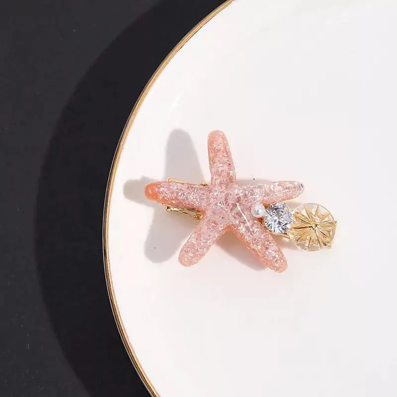 South Korea INS holiday wind sea starfish hair clip set diamond super flash clip temperament bangs hair clip headwear