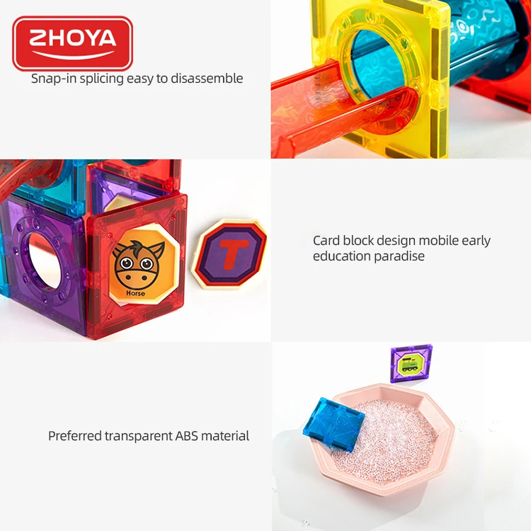 Zhoya New DIY Magnetic Tiles Constructor Toys Building Block Sets Safe ABS Plastic Magnetic Blocks Tiles For Kids