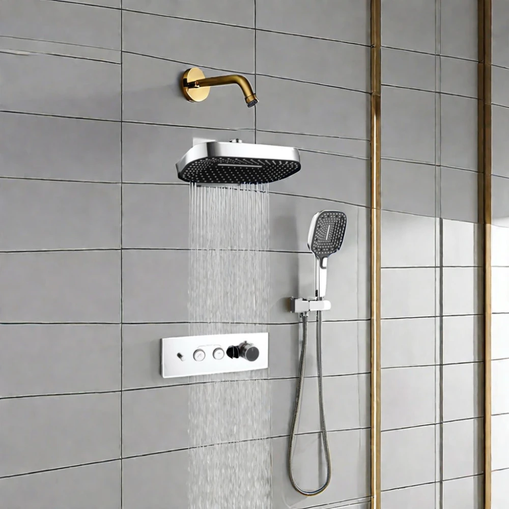 Hejia New Design In-Wall Bathroom Shower Faucet Set Brass Shower Head With Top Shower