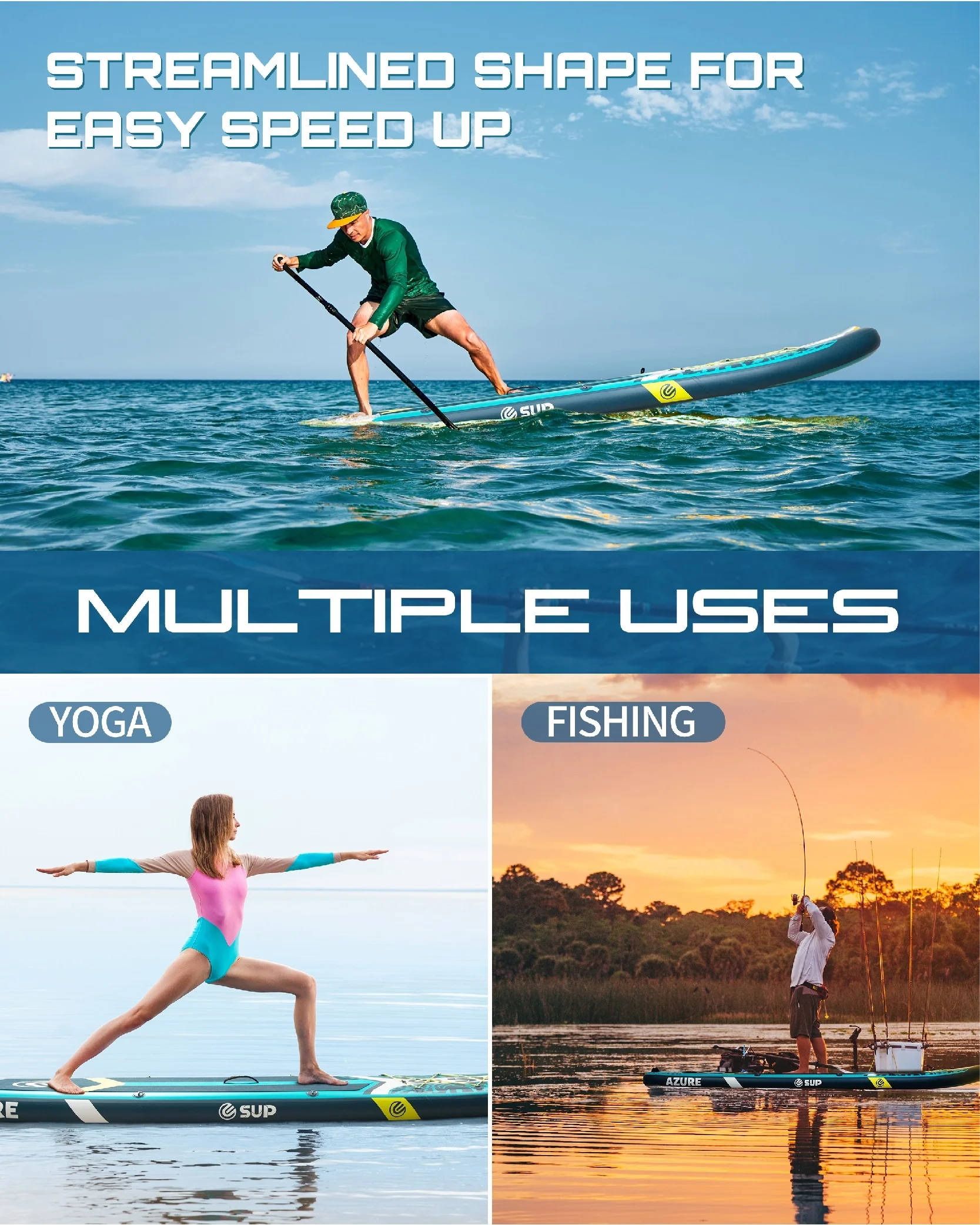 Unisex Inflatable stand up board  Fishing Paddleboard Can Use Kayak Sup Seat Ocean Waters  Wholesale Price paddle bord