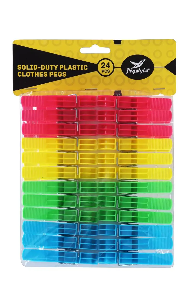 Colorful 12pcs Fashion Multifunction Heavy Duty Laundry Plastic Clothespins With Springs For Kitchen Outdoor  Clothes Pegs