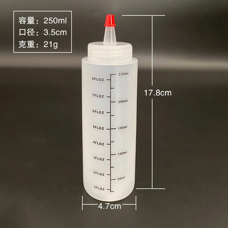 120ml 240ml 250ml 360ml 500ml HDPE Plastic pointed mouth tomato Sauce Salad seasoning Squeeze PE Bottle 4OZ 8OZ 12OZ 17OZ