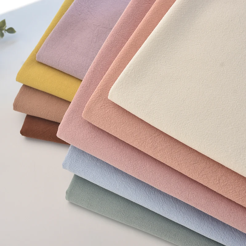 woven white fabric roll garment monks cloth fabric textured 100% cotton stone washed crinkle plain cotton fabric