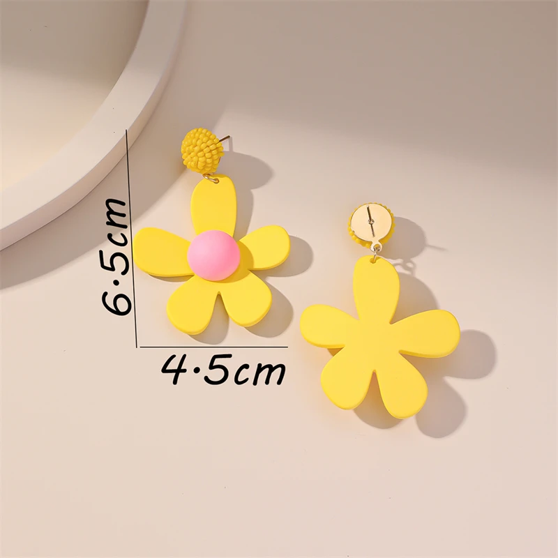 New Design Jewelry Creative Drop Earrings Fashion Personality Cute Candy Color Flower Women Drop Earrings