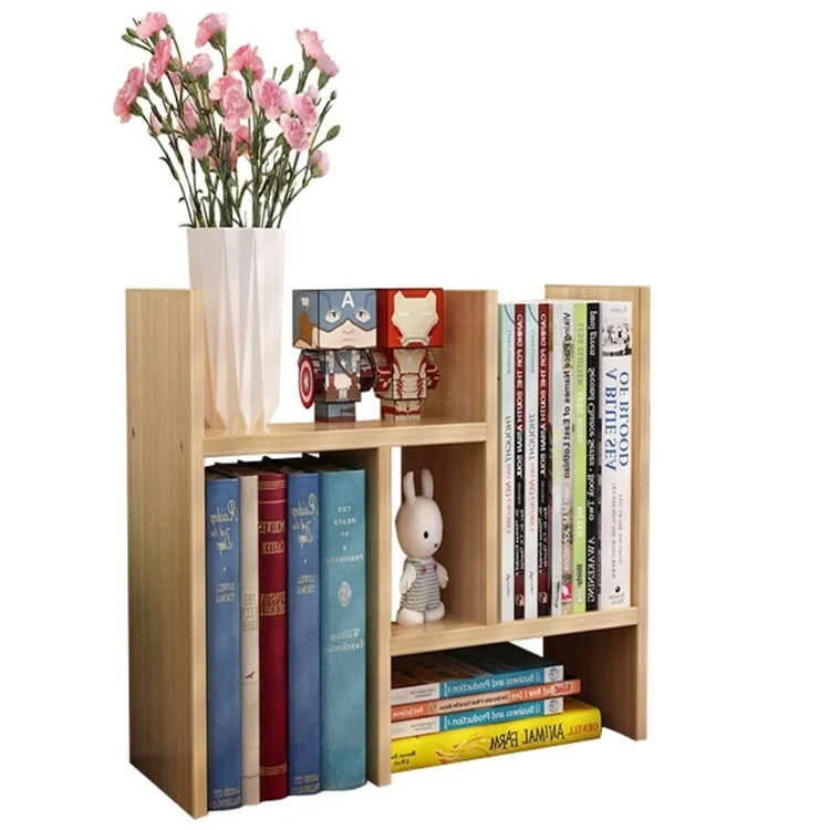 Elegant appearance natural texture cut clutter wooden bookshelf bookcase