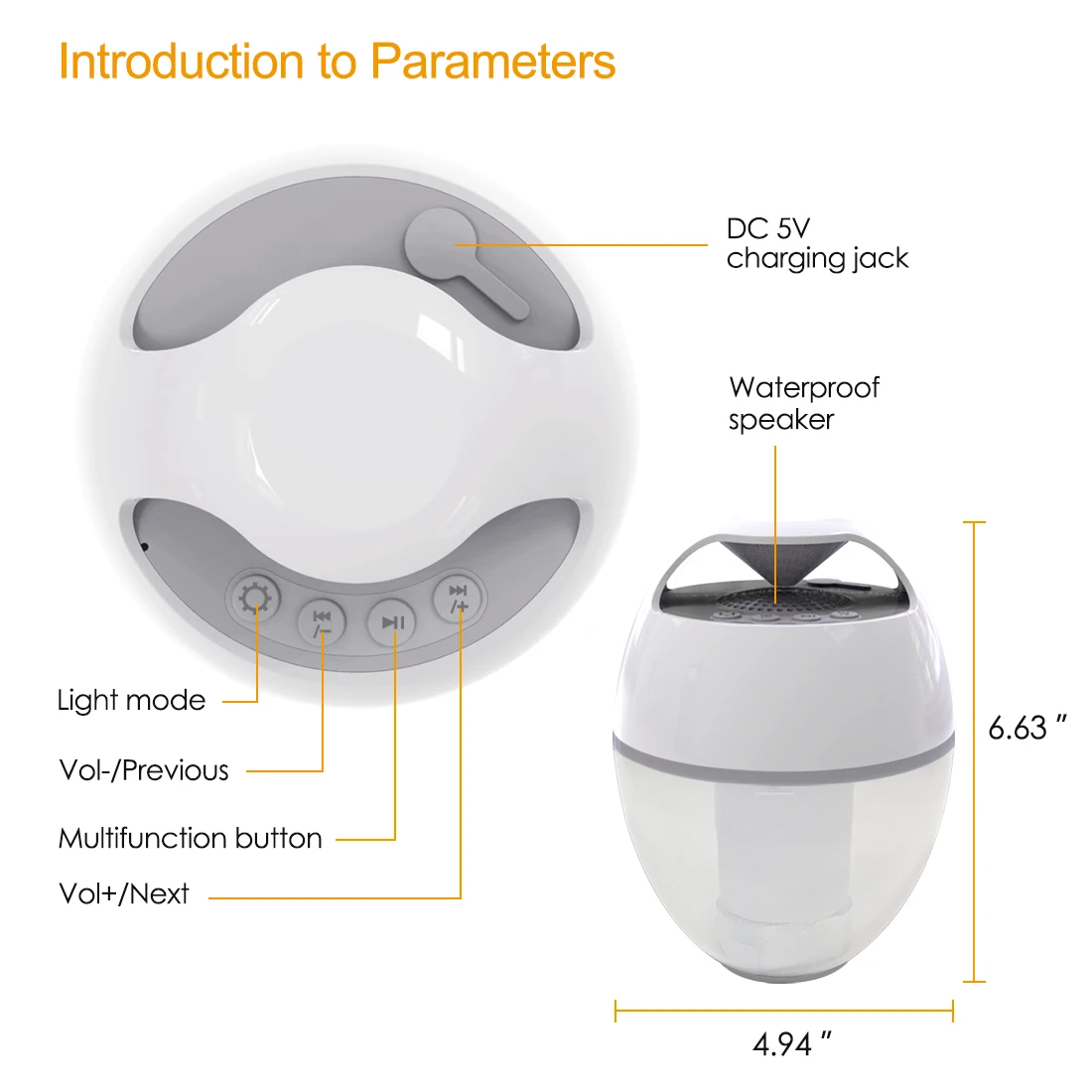 Cootway 2024 New Arrivals IP68 Waterproof Floating Speaker with LED Fire Light Show TWS Function Pool Speaker