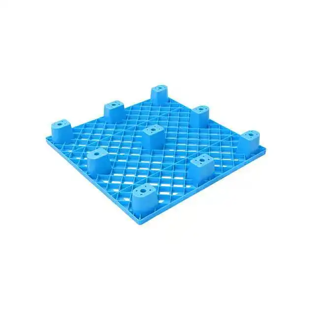 1000*1200*140 мм HDPE односторонний четырехсторонний пластиковый поддон с девятью ножками для хранения товаров на складах