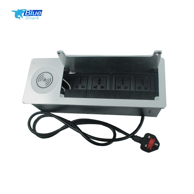 Universal 4 outlets Embedded Desktop Socket Multi-Functional Wireless Charging Burst connectivity Box with Power Socket