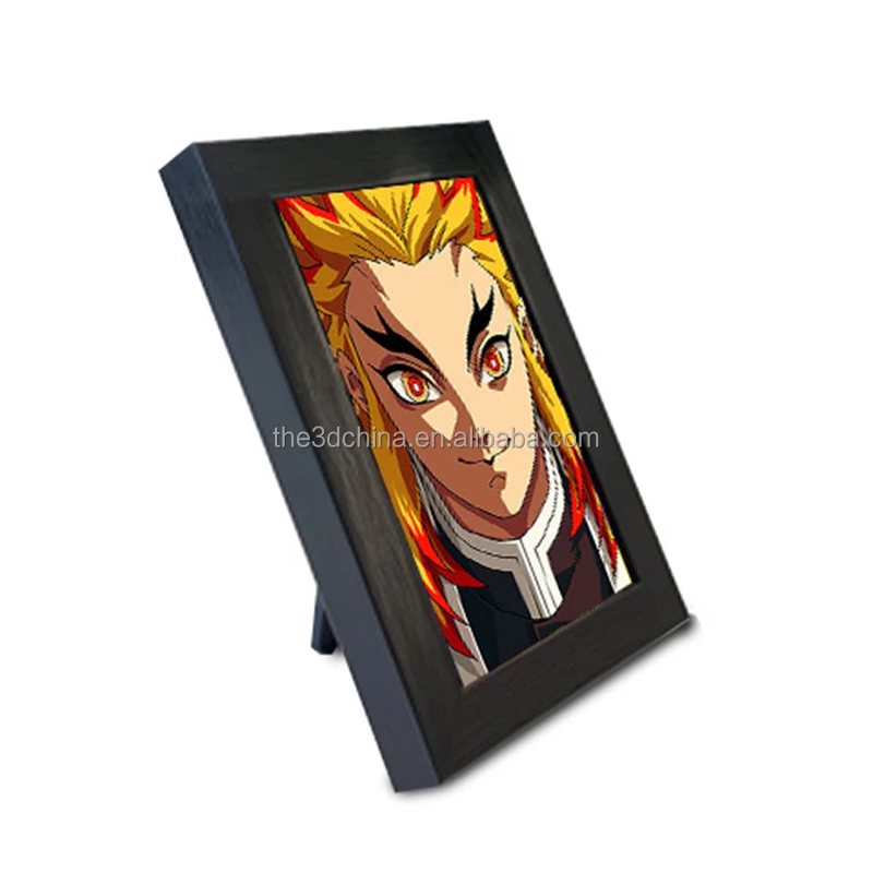 Custom Design Lenticular printing Anime Figure Poster Plastic Framed Print for Desk Display