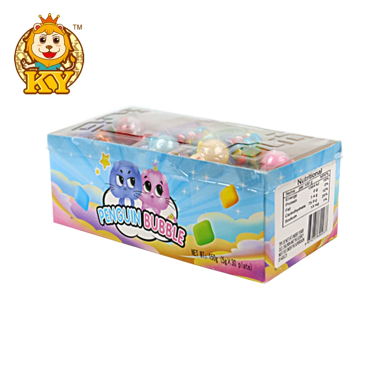 Manufacturer wholesale plastic funny penguin toys with colorful chewy bubble gum