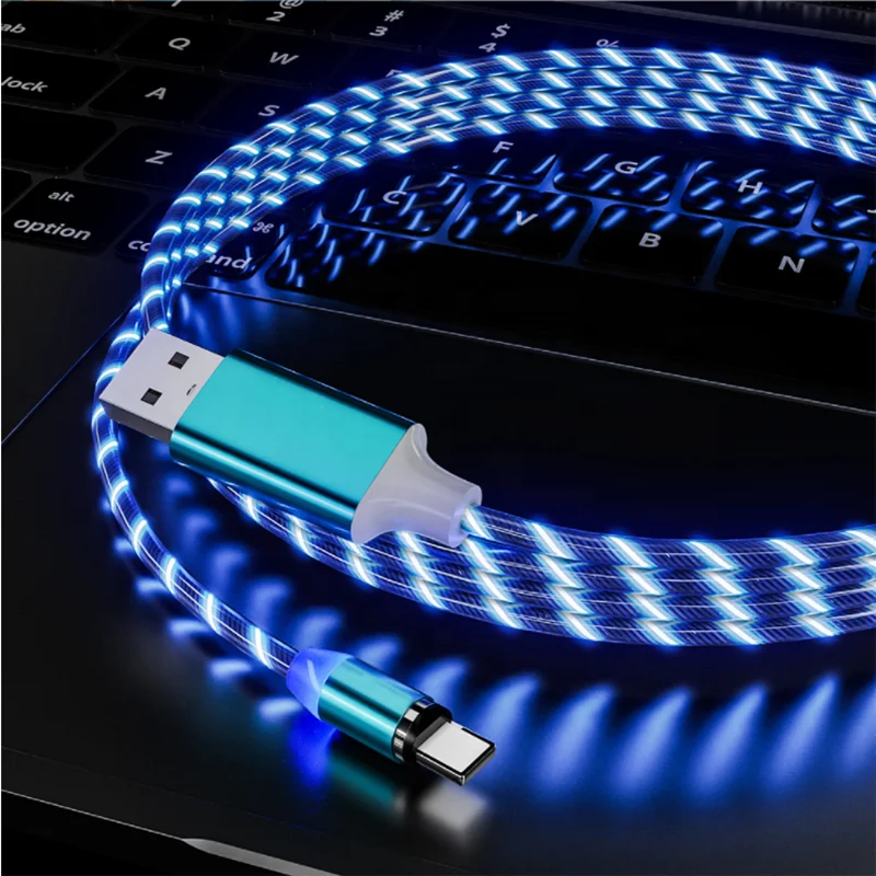 Fast Charging usb cable Flowing Light Phone Accessories Cable USB Led Luminous  for Micro