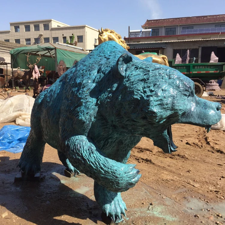 Hot sale outdoor garden wild animal statue life size outdoor large bronze bear statue