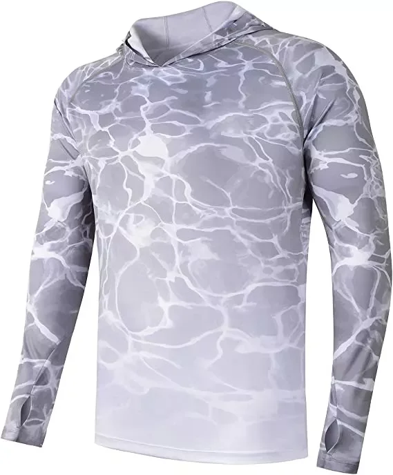 UV Protection Quick Dry Orange Sublimation Recycled Long Sleeve Fishing Hoodie Shirt With Hood