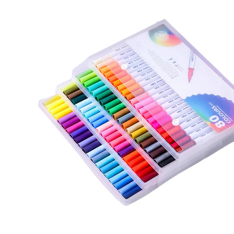 KEAS 24 Colors Dual Tip Brush Pens 24/48/60/72/100 Art Markers Brush Tip Watercolor Pen Set Dual Tip Brush Art Marker