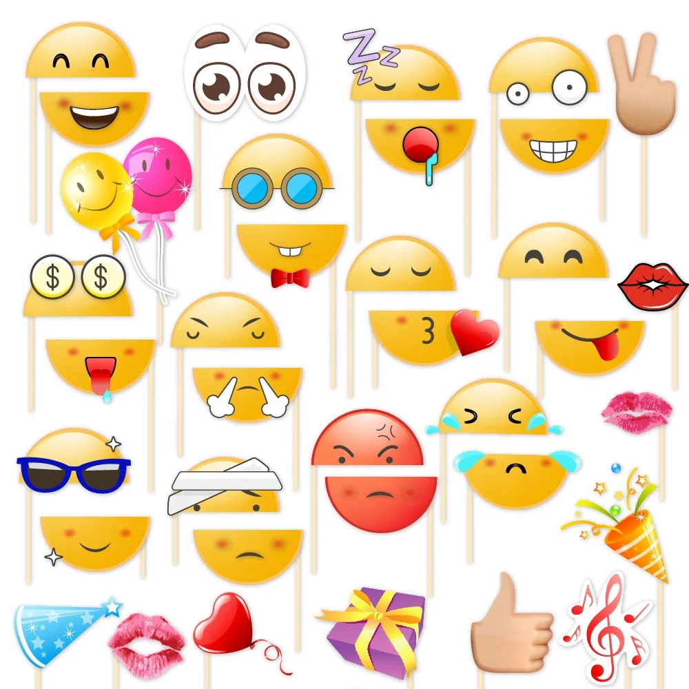 PZ147 25pcs Expression Photo Booth Props laughing face Party Decoration Supplies Happy Birthday Baby Shower