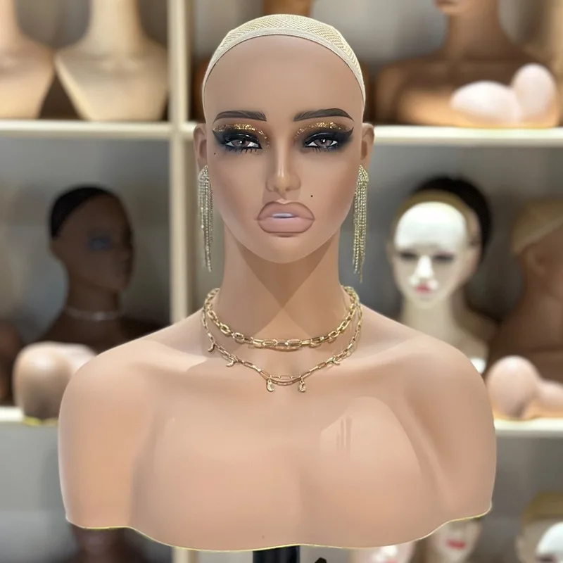 Low Price Window Display Props Plastic Female Mannequin Head For Hat Wigs And Jewelry Display