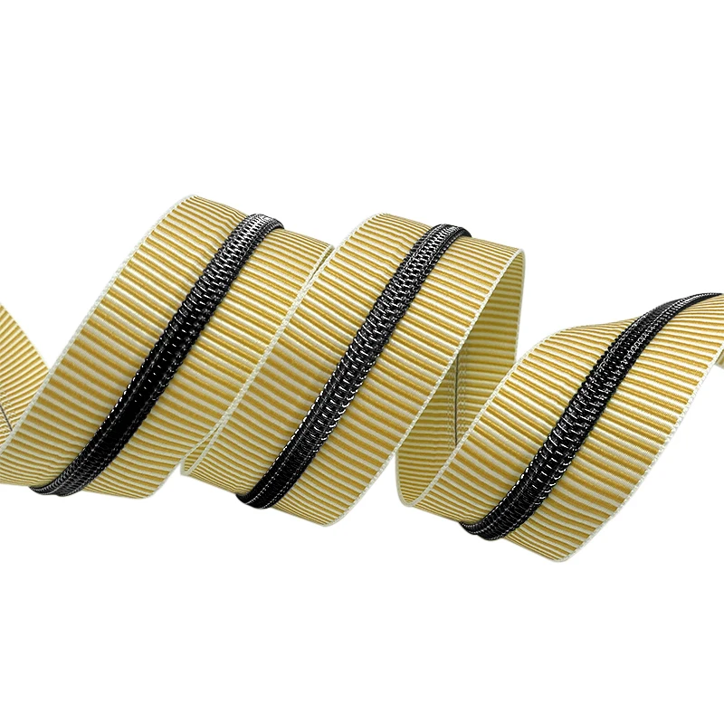 Wholesale stripes zipper coil custom 5# fashionable nylon zipper tape for handbag