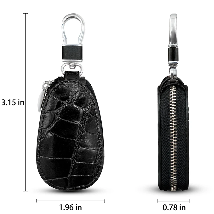 2021 New Arrival Genuine Leather Car Key Protective Full Cover with Metal Zipper Key Chain