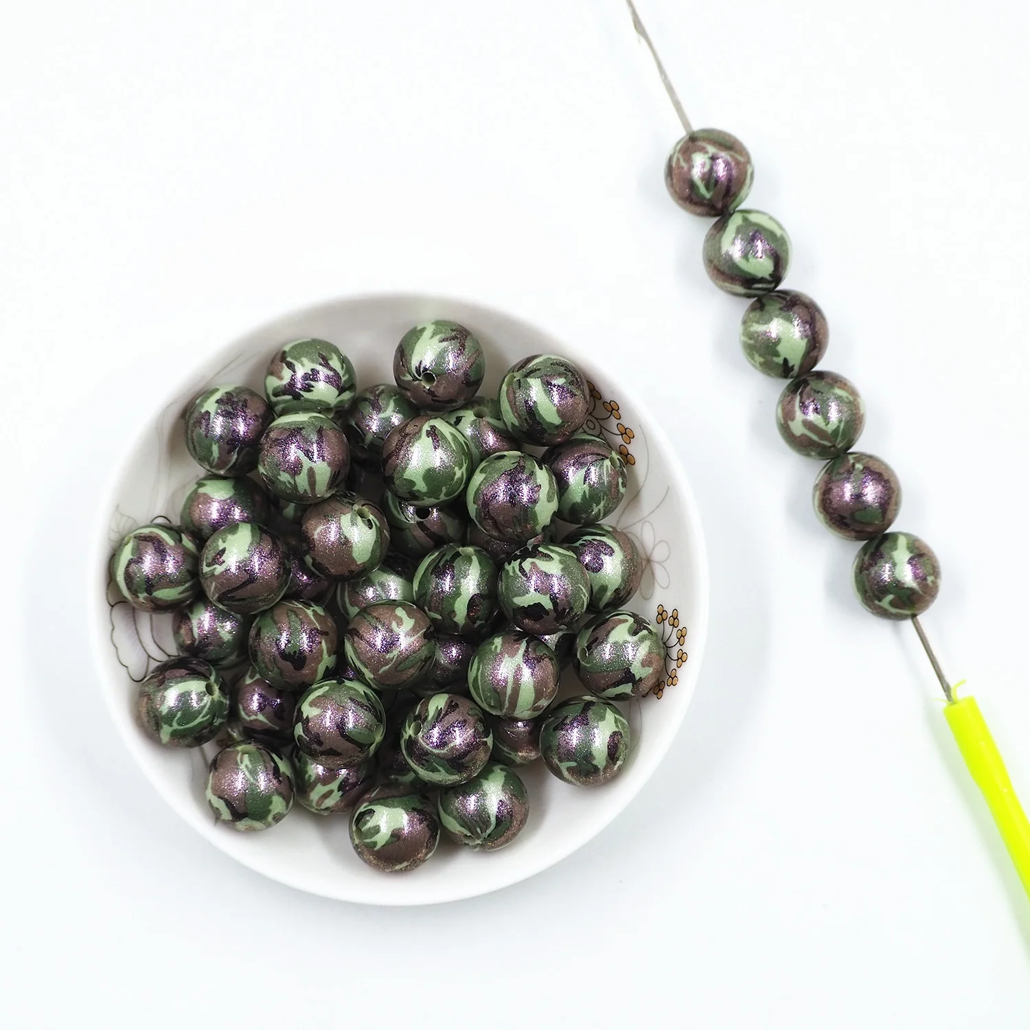 2024 Jewelry Making DIY Keychain Necklace Accessories Handmade Products Pen Beadabl Chameleon 15mm Printed Silicone Beads