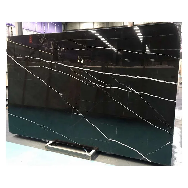 Nero Marquina Black Marble Slab Price Natural Black with White Veins Marble for Floor Tiles