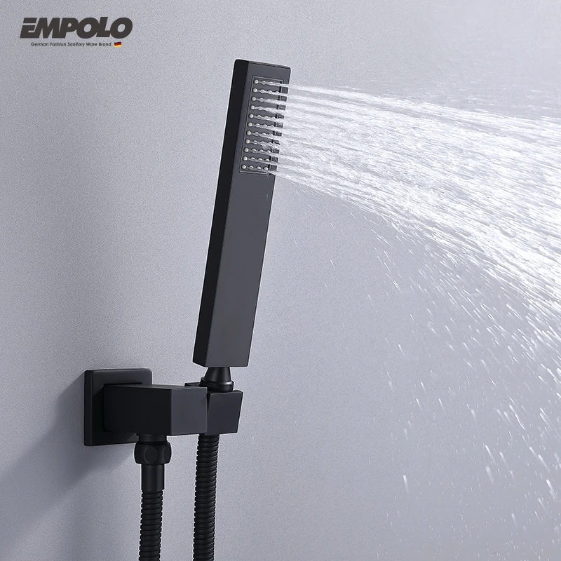 Китайский Черный Набор насадок для душа, скрытый дождевой Душ, полная настенная латунная водопроводная система для горячей ванны, смеситель для душа