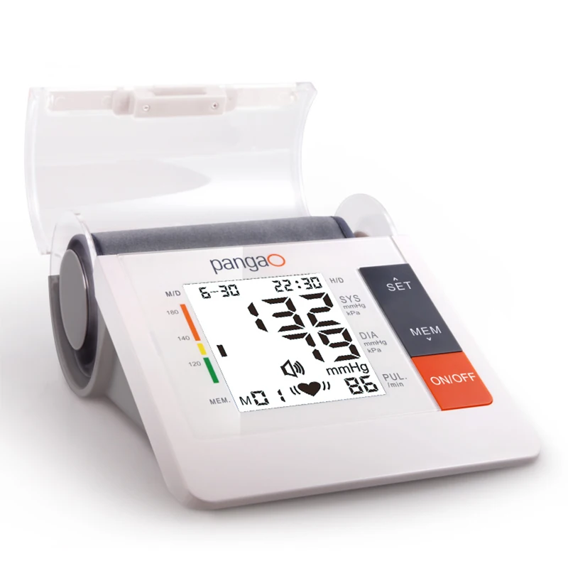 Digital large lcd display fuzzy logic digital upper arm bp machine blood pressure monitor with ecg and voice function