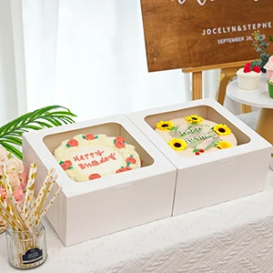 2024 New customized logo 6 8 10 12 inches food grade cardboard paper milk cake packaging box square paper cake box