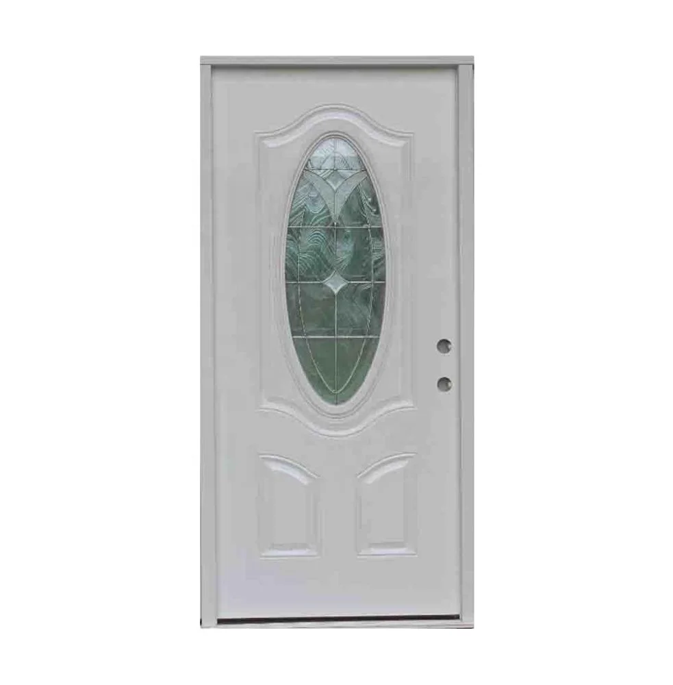 Fangda ornament iron door with decorative tempered glass inserted  exterior house steel door