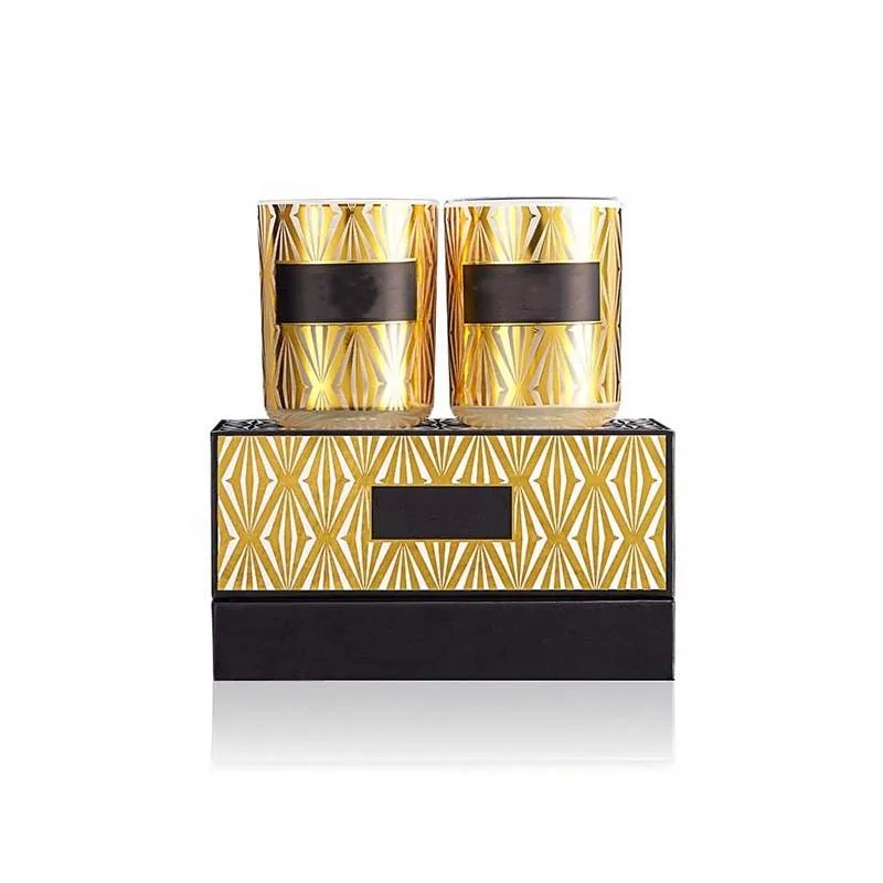 Luxury Handmade 2 Pack Christmas Candle Vessels Novelty Aromatherapy Candles With Lid