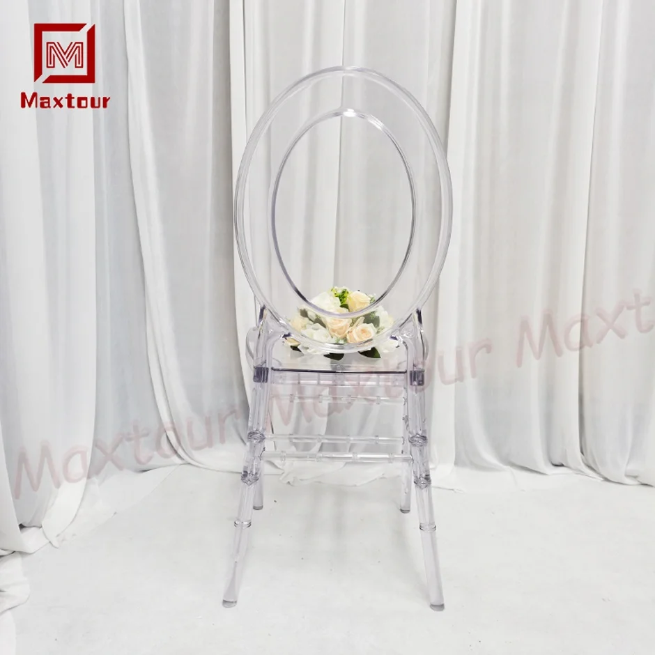 Factory Price America Resin Transparent Acrylic Chair Wedding Round Back  Plastic Chairs