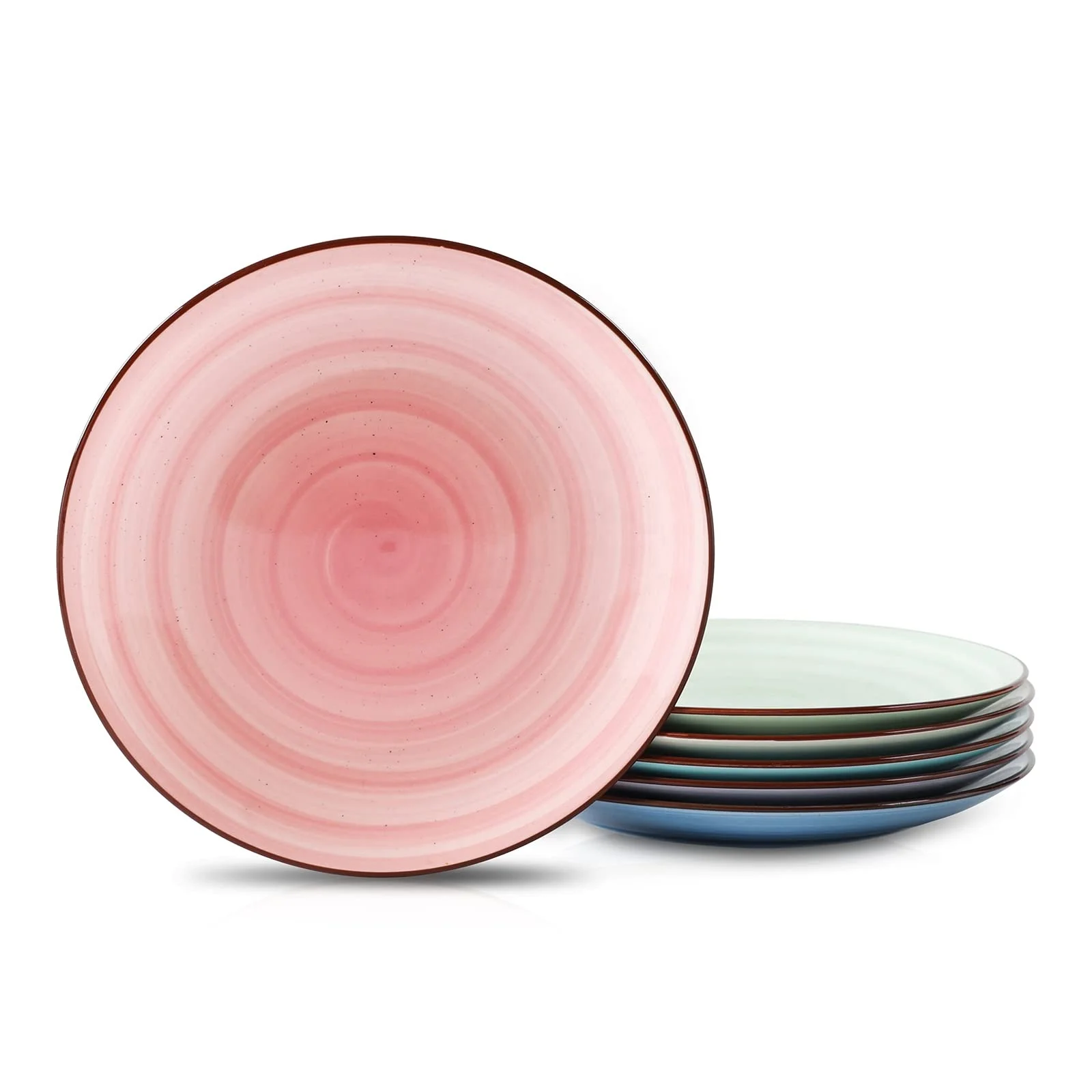 Tivray Classic Hand-Painted Porcelain Ceramic Plate Round Flat Dishes Home Restaurant Purple Pink Fruit Ceramic Salad Plate