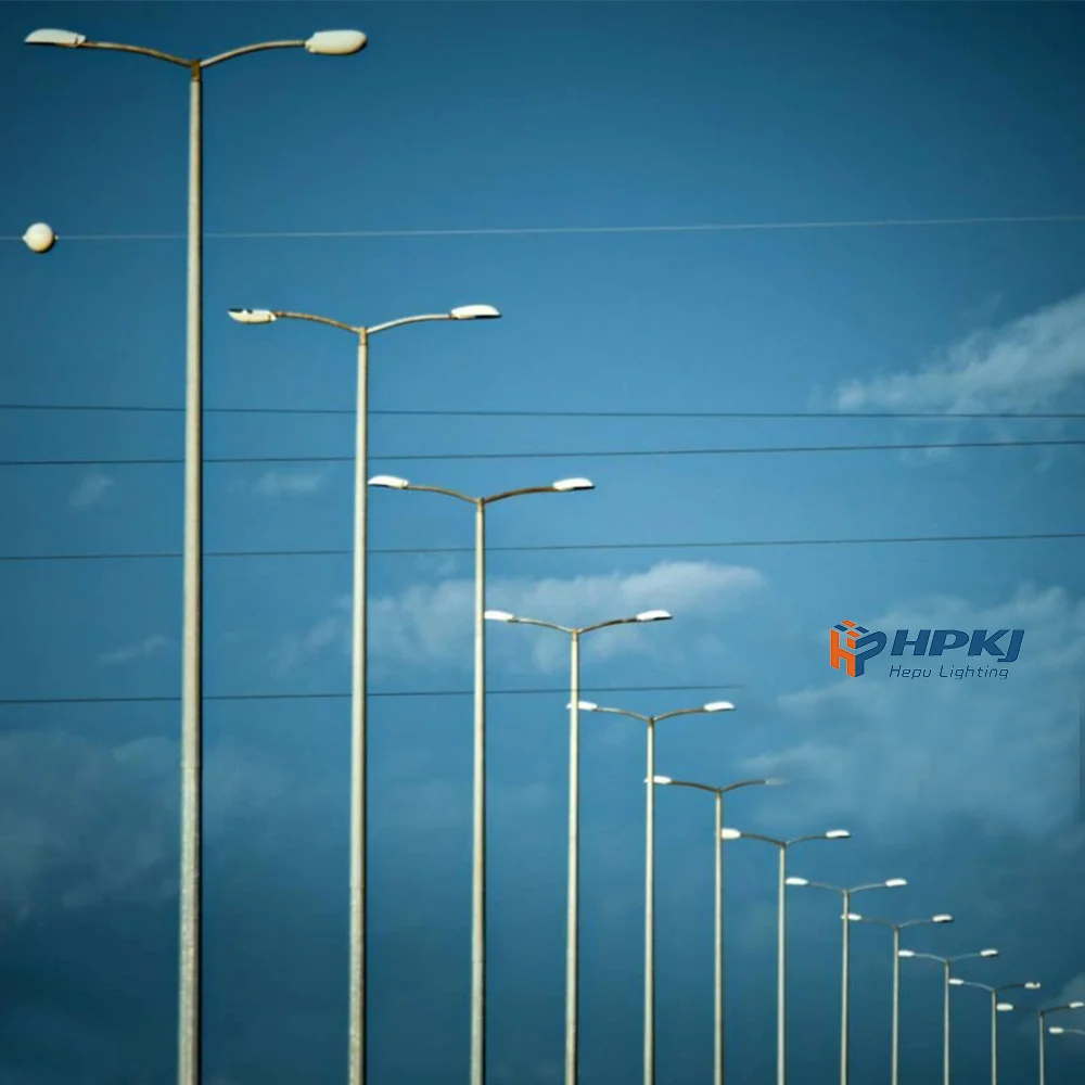 Hepu Customized 3.5M 6M 8M 9M Light Pole Galvanized Steel Pipe Solar Road Light Pole