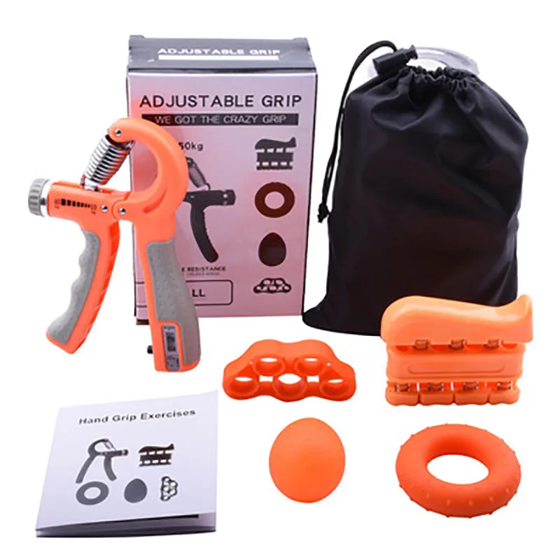 Adjustable Hand Grip Strengthener Set Counting Grip with Five Fingers Rehabilitation Training finger grip strength device
