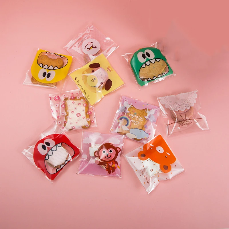 Custom Printed Biodegradable Clear Self Adhesive Seal Packaging Packing Bags Cellophane Bags For Sweet Cookie Candy Snacks