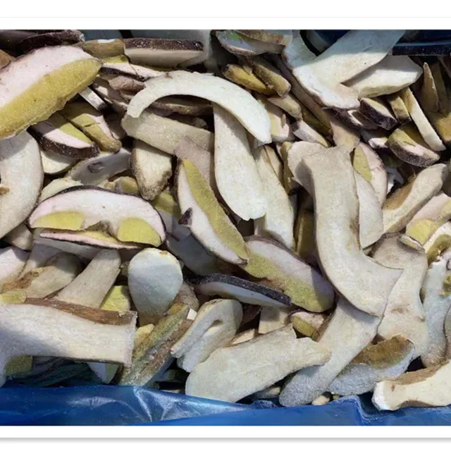 Frozen fresh boletus mushroom sliced porcini  wild mushroom fungus natural  Boletus Edulis