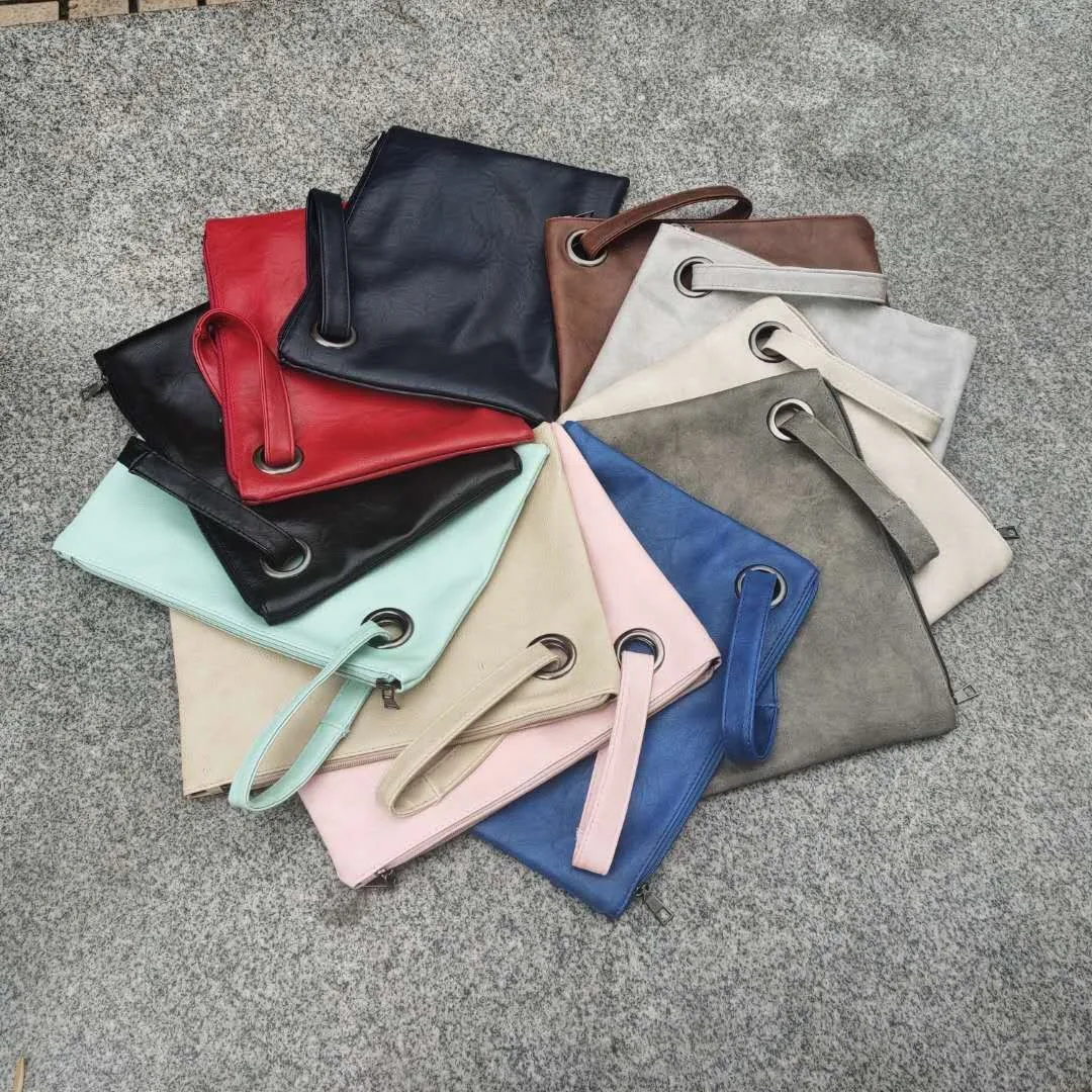 New Style Large Capacity Leather Envelope Bag Solid Color Women Handbag Fashion Ladies Oversized Wristlet Clutch Bag