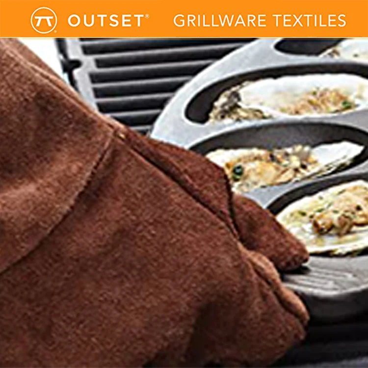 brown babecue BBQ heat resistant hand protection fireproof five fingers reinforced palm high-quality gloves