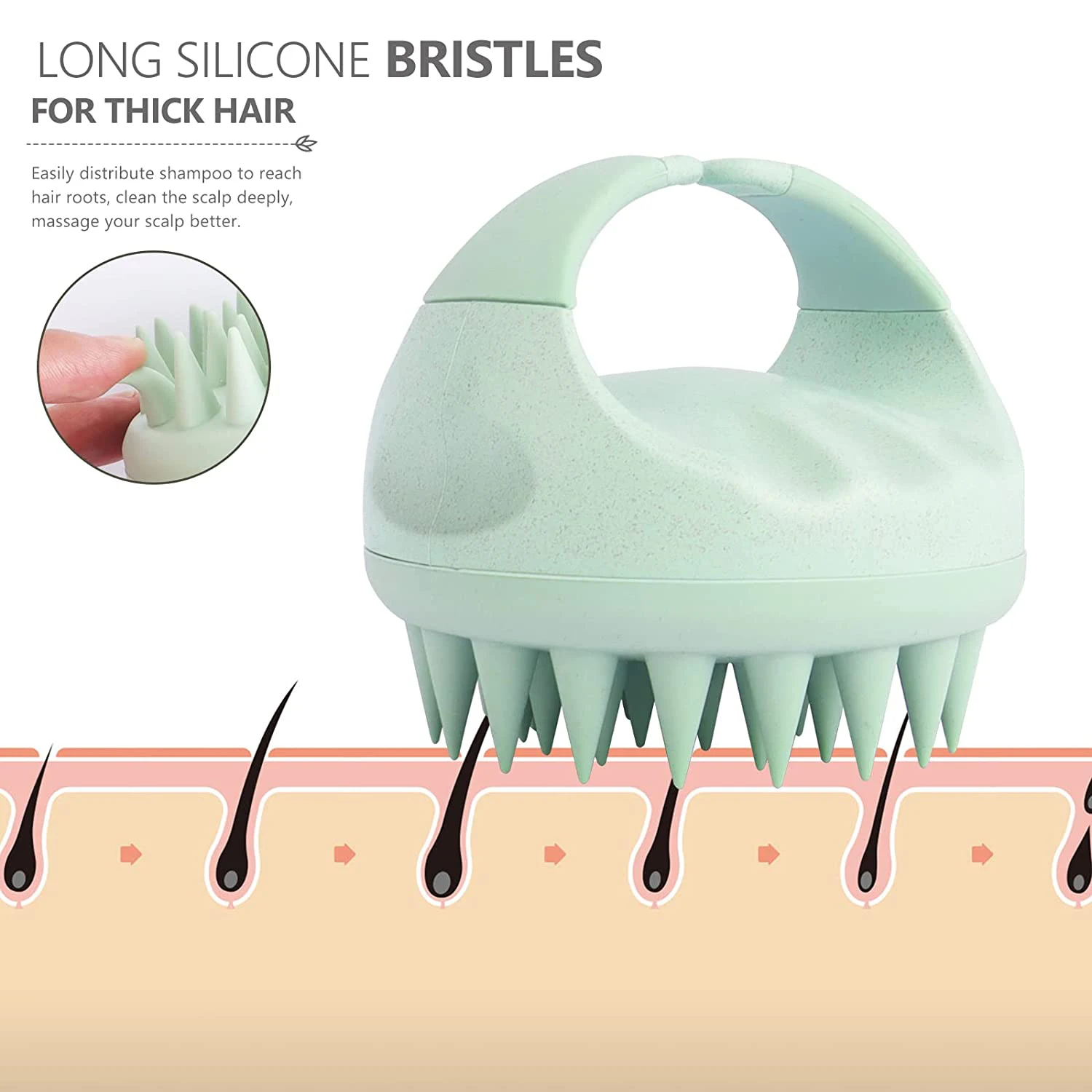 Salon-Grade Scalp Massager Custom Shampoo Hair Brush with Soft Silicone Bristles Massage Brush Shower Hair Brush